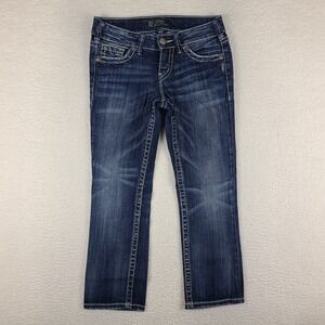 Silver Jeans Womens 27 Blue Suki Capri Dark‎ Wash Denim